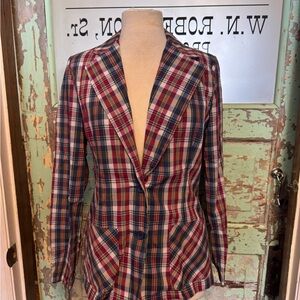 Vintage Like New Wrangler Plaid Blazer See Measurements 1970’s-1980’s